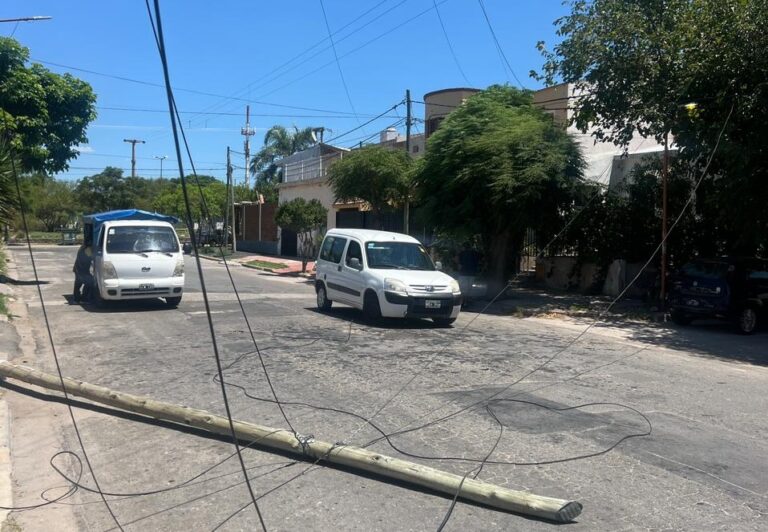Se cayó un poste de madera en el barrio 920 Viviendas