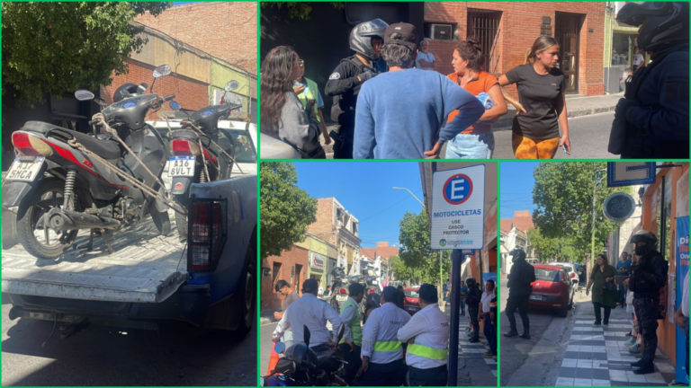 Mañana tensa: conflicto entre motociclistas y personal de tránsito en pleno centro
