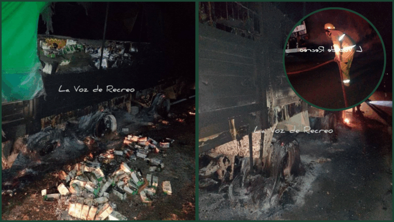 Santa Fe-Catamarca: se incendió un transporte de lácteos en Casa de Piedra