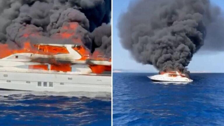 Se incendia y se hunde el yate privado Da Vinci en Formentera