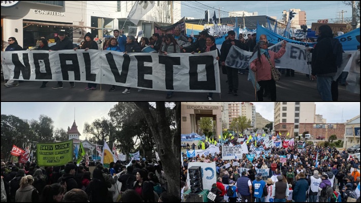 Masivas movilizaciones en Trelew, Pto. Madryn, Comodoro y Esquel en rechazo a los vetos al Garrahan y las Universidades