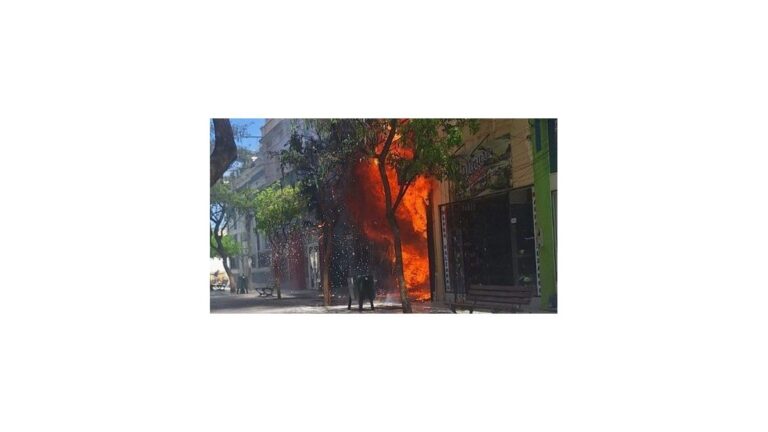 Impactante incendio en un comercio
