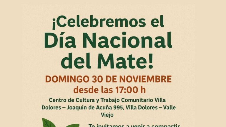 Vecinos celebran el Día Nacional del Mate con una jornada cultural en Villa Dolores