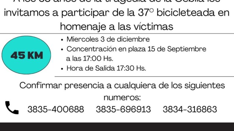 Se realiza la 37ª bicicleteada en memoria de la tragedia de La Cébila
