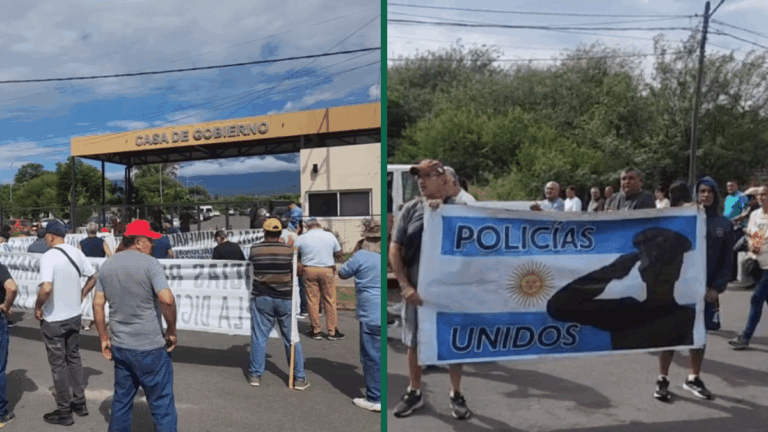 La familia policial marchó a Casa de Gobierno y exigieron una urgente recomposición salarial