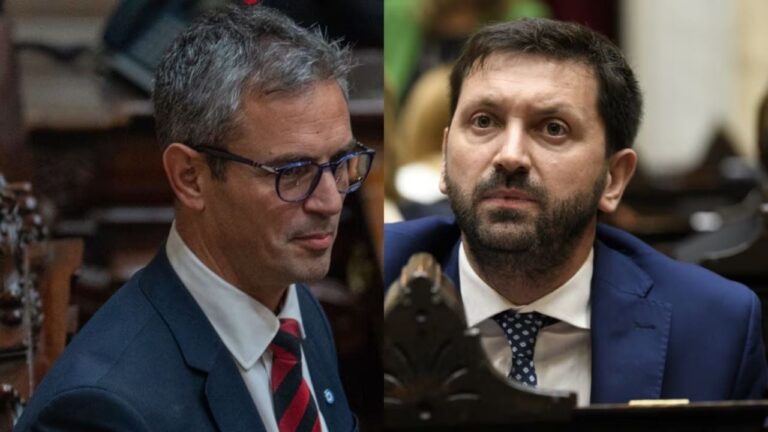 Martín Menem en la Cámara de Diputados durante el cruce con el diputado Pablo Juliano y Manuel Adorni