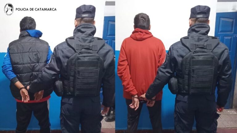 Operativo de control policial en una calle de Catamarca
