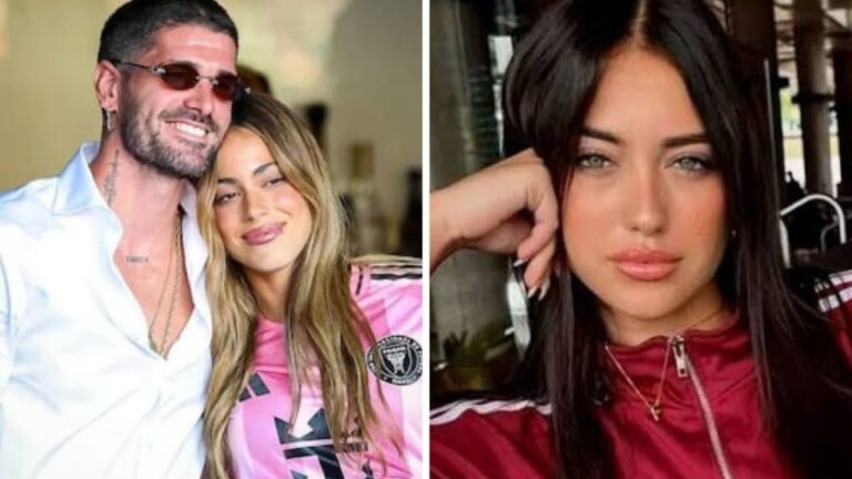 Rodrigo De Paul y Tini Stoessel en una foto compartida en redes sociales