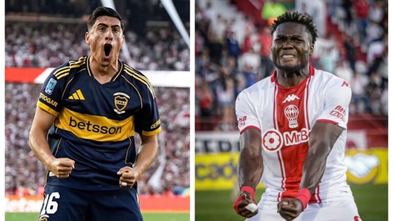 Estadio La Bombonera con los escudos de Boca Juniors y Huracán