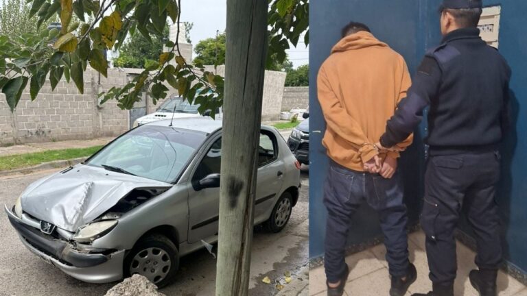 Automóvil Peugeot 206 chocado contra un árbol en barrio Santa Marta, Catamarca