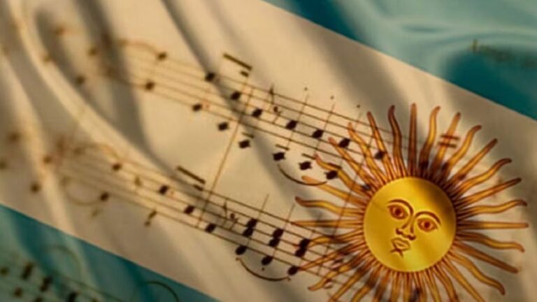 Ilustración de efemérides del 11 de mayo con símbolos argentinos y mundiales