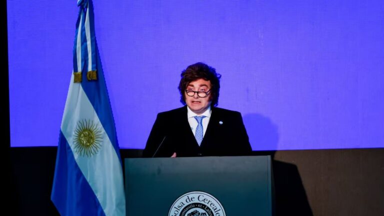 Presidente Javier Milei en el acto por el 172º aniversario de la Bolsa de Cereales de Buenos Aires