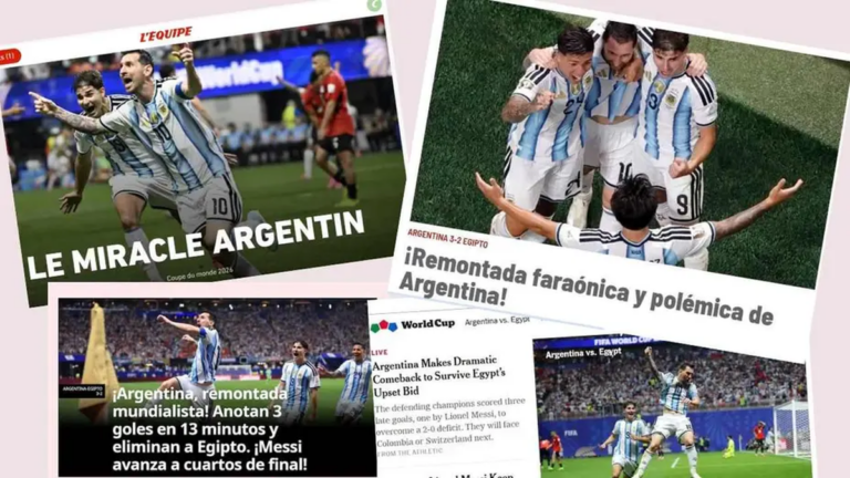 Jugadores argentinos celebrando la victoria ante Egipto en el Mundial 2026