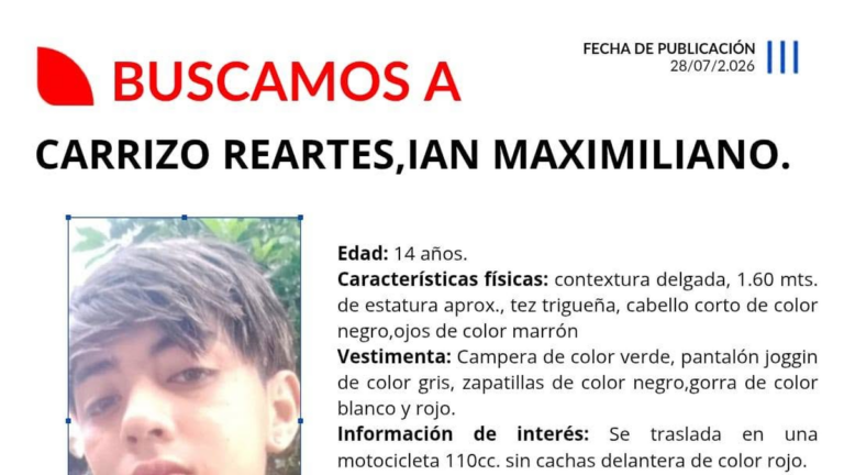 Adolescente desaparecido Ian Maximiliano Carrizo Reartes