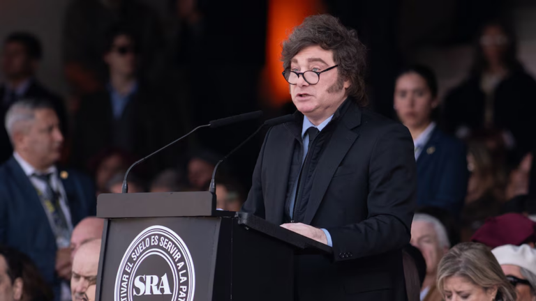 Presidente Javier Milei en el acto inaugural de la Exposición Rural de Palermo