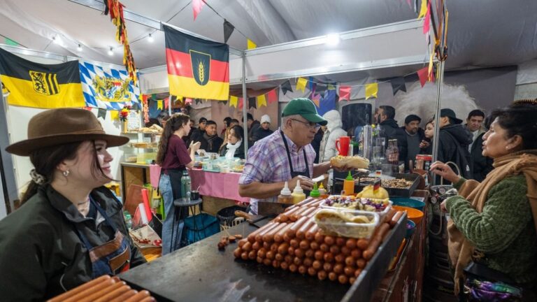 Stands del Paseo de los Inmigrantes en la Fiesta del Poncho