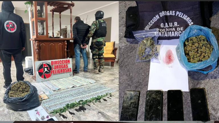 Policía de Catamarca durante allanamiento por narcotráfico