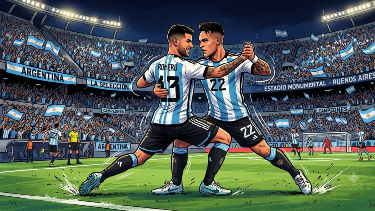 Jugadores de la Selección argentina de fútbol celebrando un gol