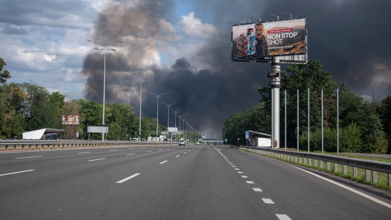 Zona afectada por ataque con drones en Bucha, Ucrania