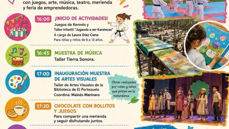 Niños participando en actividades de la Fiesta de las Infancias en Villa Dolores