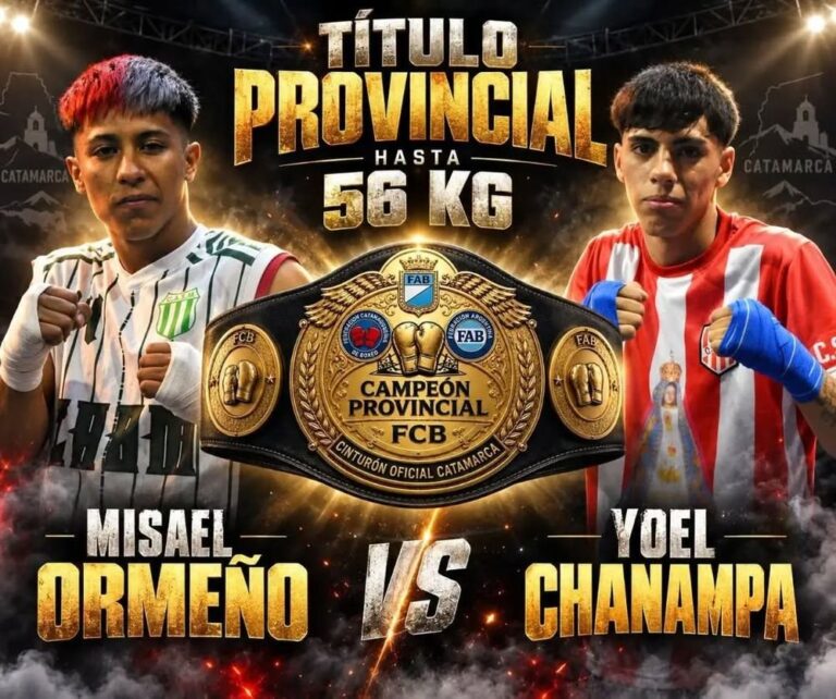 Ring de boxeo en el Club Sportivo Villa Cubas durante el festival El León vuelve a rugir