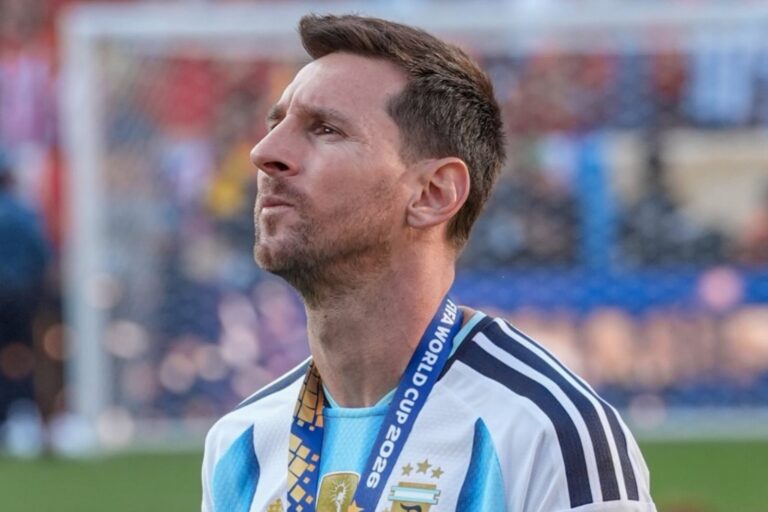 Lionel Messi durante un partido con la selección argentina