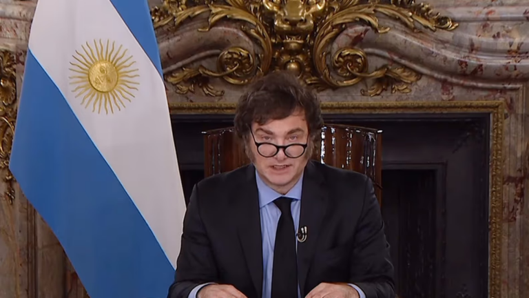 Presidente Javier Milei en un acto oficial