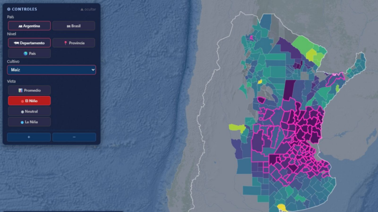 Plataforma AgroENSO con mapas de impacto de El Niño en cultivos