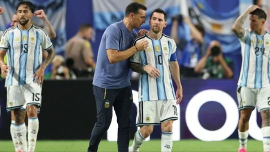 Lionel Scaloni durante un partido de la Selección Argentina