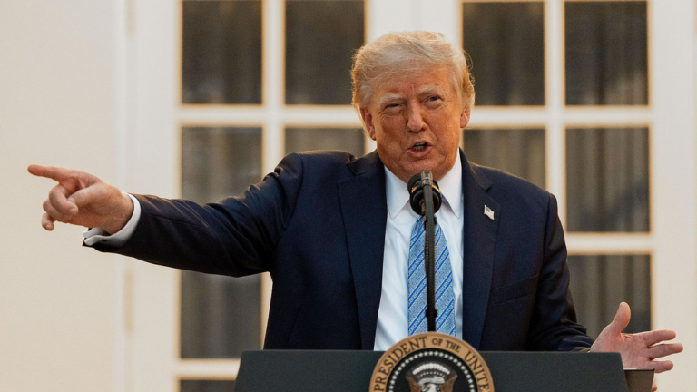 Donald Trump durante una conferencia de prensa en la Casa Blanca