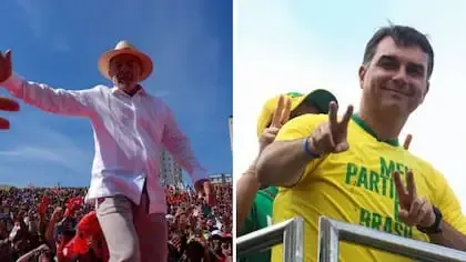 Luiz Inácio Lula da Silva y Flávio Bolsonaro en actos de cierre de campaña en Brasil